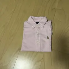 ポロ ロゴ刺繍 ピンク長袖シャツ