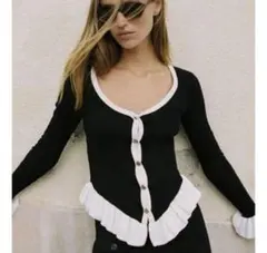 ZARA コントラストフリルジャケット