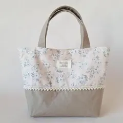 大人可愛い♡トルコキキョウ柄　ミニトートバッグ　ランチバッグ　ハンドメイド