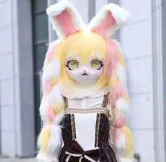 新品未使用品　着ぐるみ　ケモノ　マスク　お面　うさぎのサムネイル
