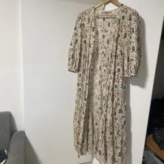 ZARA 総柄 ロングシャツワンピース 長袖