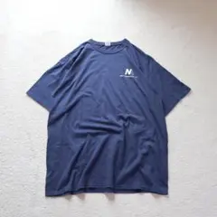 US古着 FABRICATION 企業ロゴ 両面プリント Tシャツ 紺 2XLT