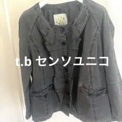 【t.b センソユニコ 】フリルデザインジャケット 40 グレー　薄手のサムネイル
