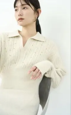 【新品未使用】ラグナムーン ケーブルビジューIラインニットワンピース