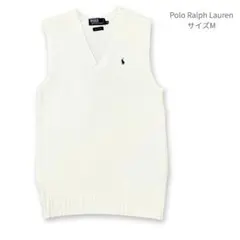 ポロラルフローレン コットン ニットベスト 白 M Vネック