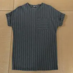 ZARA グレー ストライプ 半袖チュニック