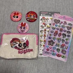 パワーパフガールズ シールセット&ブロッサム刺繍缶バッジ、刺繍ポーチセット
