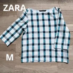 ZARA BASIC チェック柄 五分袖 Mサイズ