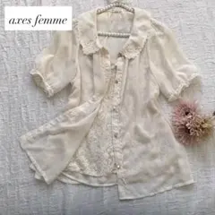 axes femme アクシーズファム レース重ね着風ブラウス