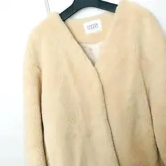 【美品】LOWRYSFARM ファーコート アイボリー Mサイズ クリーニング済