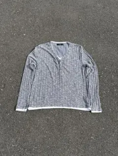 y2k ヘンリーネック グランジ V系 Vネック カットソー ロンT お兄系