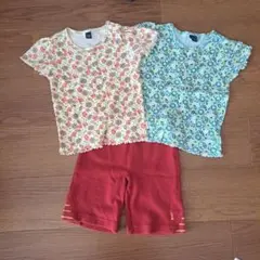 3点セット 花柄Tシャツ 赤色のパンツ Gapkids EASTBOY 100㎝