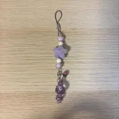めじるしチャーム紫ピクミン付き　ビーズキーホルダー