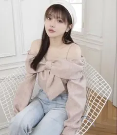 lip service リボンオフショルロングスリーブトップス ピンク