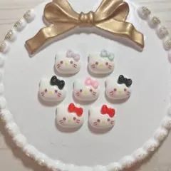 キティちゃん 紫 水色 黒 ピンク 赤 ネイルパーツ 7個セット