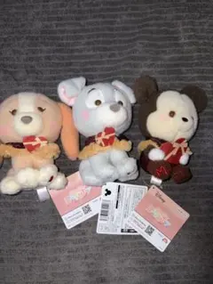 ディズニーキャラクター ミルキーボア ハートぬいぐるみ 3個セット