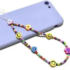 string ting 風　韓国　ビーズストラップ　スマイル　ニコちゃん