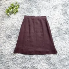 Chloe【L相当/40】リネン フレアスカート ボルドー Aライン ナチュラルのサムネイル