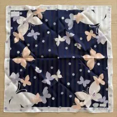 HANAE MORI ハンカチ バタフライ柄 ネイビー