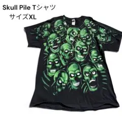 Skull Pile Tシャツ スカル パイル グリーン ブラック 緑 黒 半袖