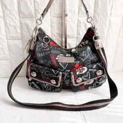 レア!COACHコーチ ポピー 2way斜め掛け/肩掛ショルダーバッグキャンバス