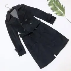 1-369美品◎ フリーサイズ　ロングコート　秋　冬　お洒落　シンプル　黒