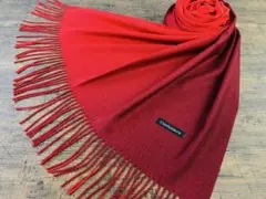 カシミア グラデーション×無地 リバーシブル 大判 ストール ボルドーレッド系