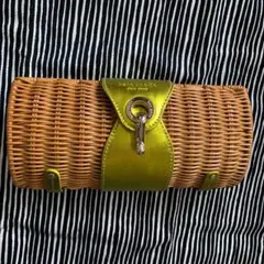 kate spade クラッチバッグ　カゴ　グリーン　キラキラ