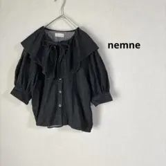 デニム ブラウス フリル ビックカラー nemne レディース トップス 半袖のサムネイル
