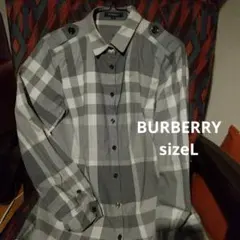 【限定値下】BURBERRYチェック柄長袖シャツ&ワンピースsizeL★グレ―白