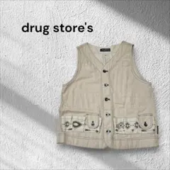 drug store's オルテガプリントベスト　内外多数ポケット　柔らかデニムのサムネイル