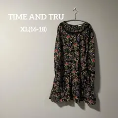 TIME AND TRU 花柄 長袖ワンピース XL(16-18)