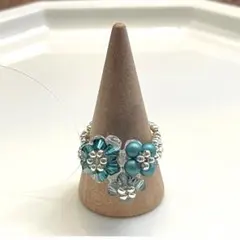 no.767 ビーズの指輪 ビーズリング　ハンドメイド