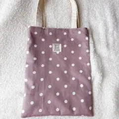 トートバッグ　ぺたんこバッグ　ハンドメイド 水玉　ピンク