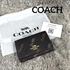 COACH コーチ PVC レザー 5連 キーケース Wホック 馬車