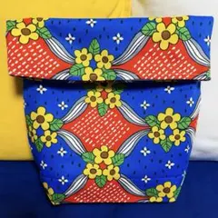 【新品未使用品】ハンドメイド バッグインバック アフリカ 青 花柄 オックス