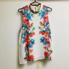 レディース ノースリーブ チュニック 花柄のサムネイル
