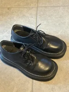 AZUL ブラック 厚底レースアップシューズ レザーシューズ