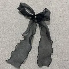 シフォンリボンヘアアクセサリー 黒 ゴム