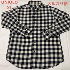 UNIQLO ネルシャツ XL ネイビーとホワイトチェック　フランネルシャツ