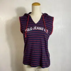 POLO JEANS ノースリーブパーカー タンクトップ ネイビー ボーダーのサムネイル