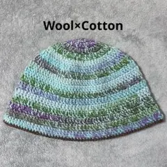 クロシェハット バケットハット ビーニー バケハ フローライト カラー 水色