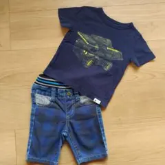 ベビーギャップ 半袖Tシャツとノーブランド デニムハーフパンツセット 80cm