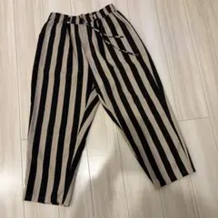 アンティカ　美品ストライプ ワイドパンツ 黒とベージュ