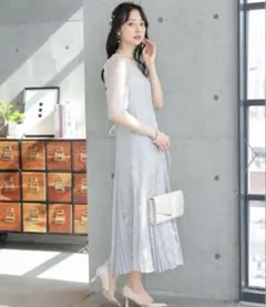 ハレモード　haremode プリーツ切替え総レースドレス　S
