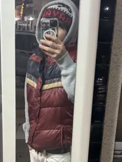 y2k ダウンベスト 光沢 短丈 平成 ギャル男 お兄系 グランジ