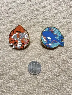 ポケモン　ピンバッジ　2点セット　グラードン　カイオーガ