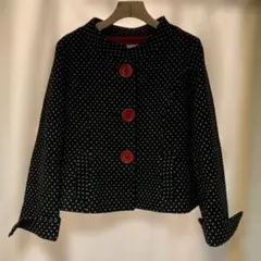 ノーカラー水玉ジャケット