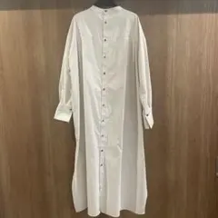 ADAM ET ROPE バンドカラーシャツワンピース 白 ロング