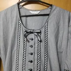 美品カネコイサオ　黒×白ギンガムチェックワンピース